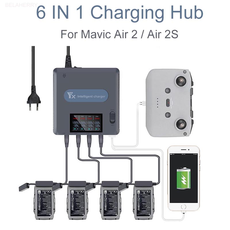 Drone Charging Hub - 6 in 1 Digital display Batterie