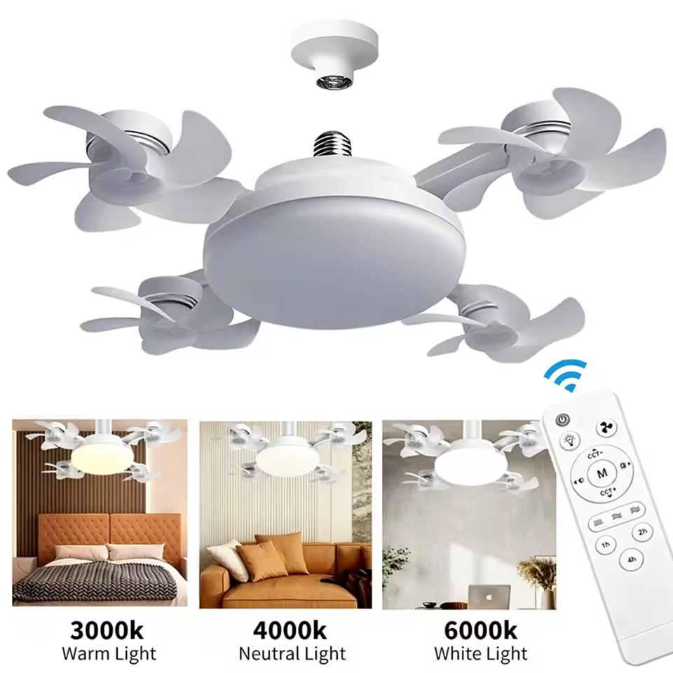 Drone Beacon Light - 2-in-1 Deckenventilator mit Fernbedienung, 3-Stufen-Dimmung, Hängeventilator